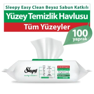 Sleepy Yeşil Easy Clean Yüzey Temizlik Havlusu Beyaz Sabun Katkılı 100 Yaprak