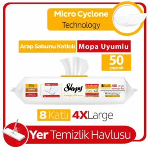 Sleepy Easy Clean Beyaz Sabun Katkılı Mopa Uyumlu Yer Temizlik Havlusu Sarı