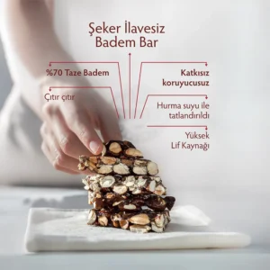 Servet Şeker İlavesiz Badem Krokan Bar – Doğal ve Lezzetli Atıştırmalık
