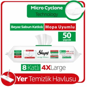 Sleepy Easy Clean Beyaz Sabun Katkılı Mopa Uyumlu Yer Temizlik Havlusu Yeşil