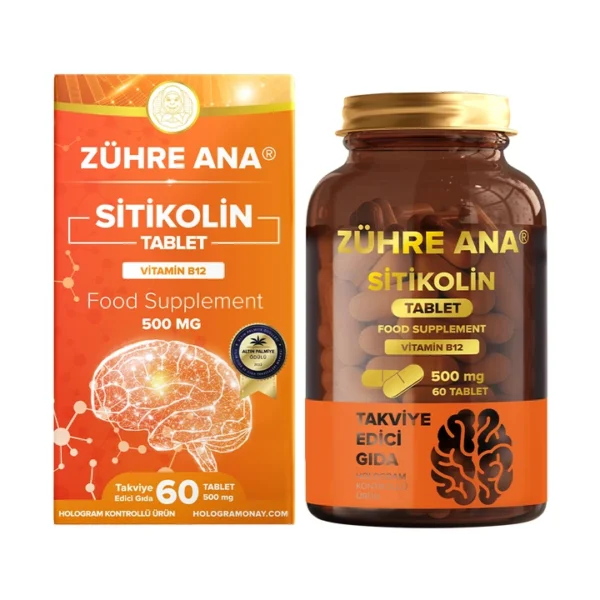 Zühre Ana Sitikolin ve Vitamin B12 içeren Takviye Edici Gıda 60 Tablet